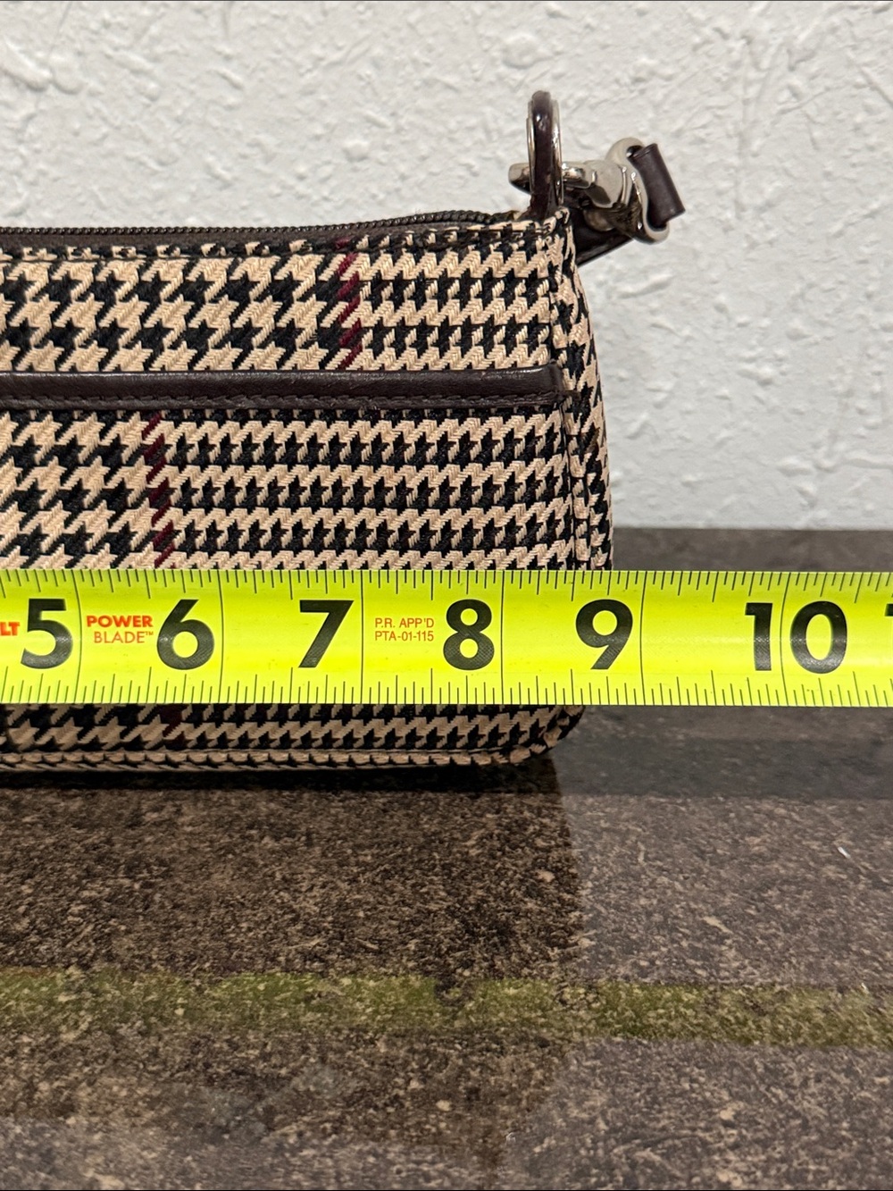 Vintage Y2K Ralph Lauren Brown Plaid Houndstooth Small Shoulder Bag Baguette - Picture 11 of 16